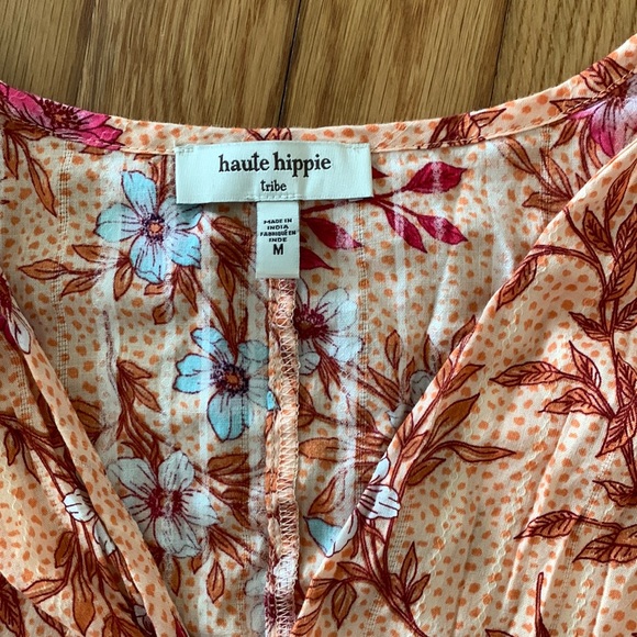 Haute Hippie Orange Floral Kimono blouse - Picture 2 of 4